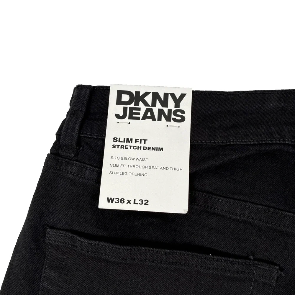 New Mens DKNY Jeans Bedford Slim Black Denim Size 36x32 NWT $79
